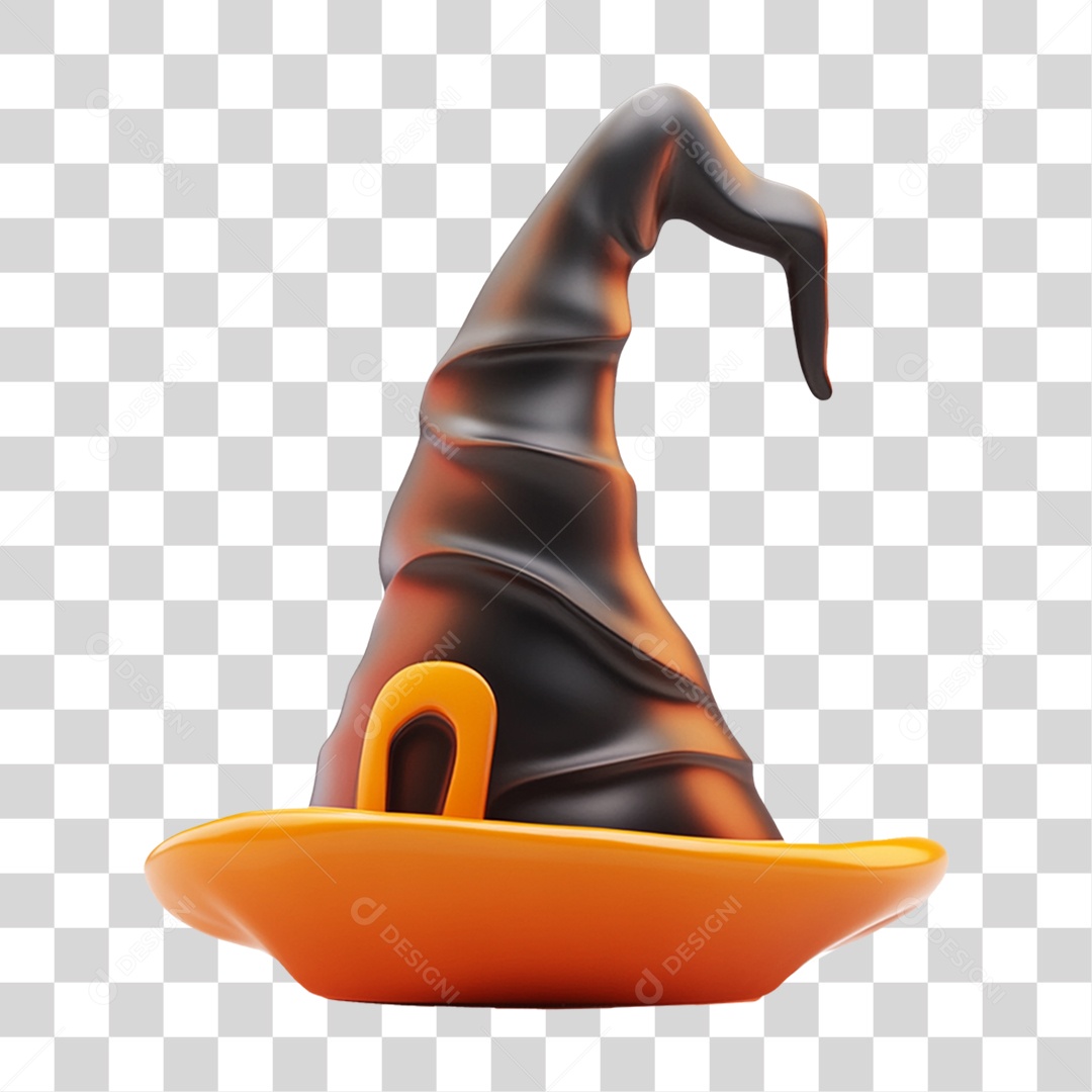 Elemento 3D Chapéu de Bruxa Halloween PNG Transparente