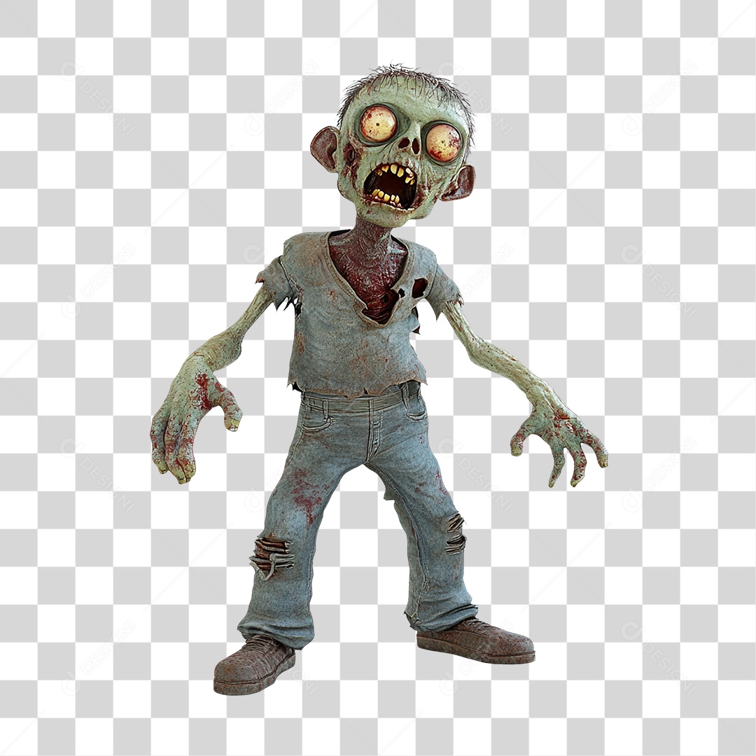 Elemento 3D Zumbi Halloween PNG Transparente