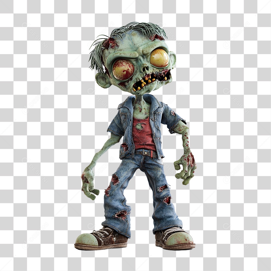 Elemento 3D Zumbi Halloween PNG Transparente