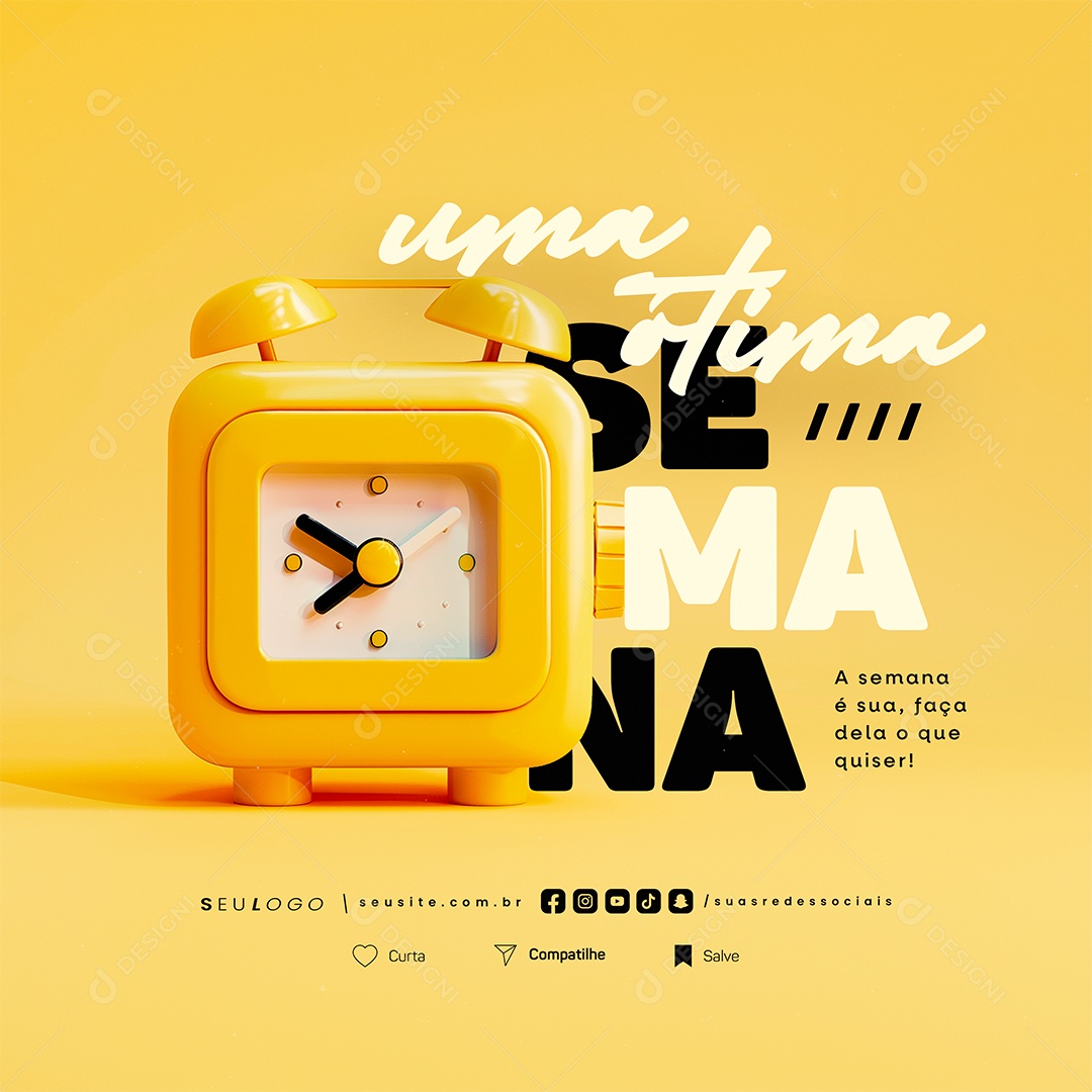 Frases Motivacional Uma Ótima Semana Social Media PSD Editável