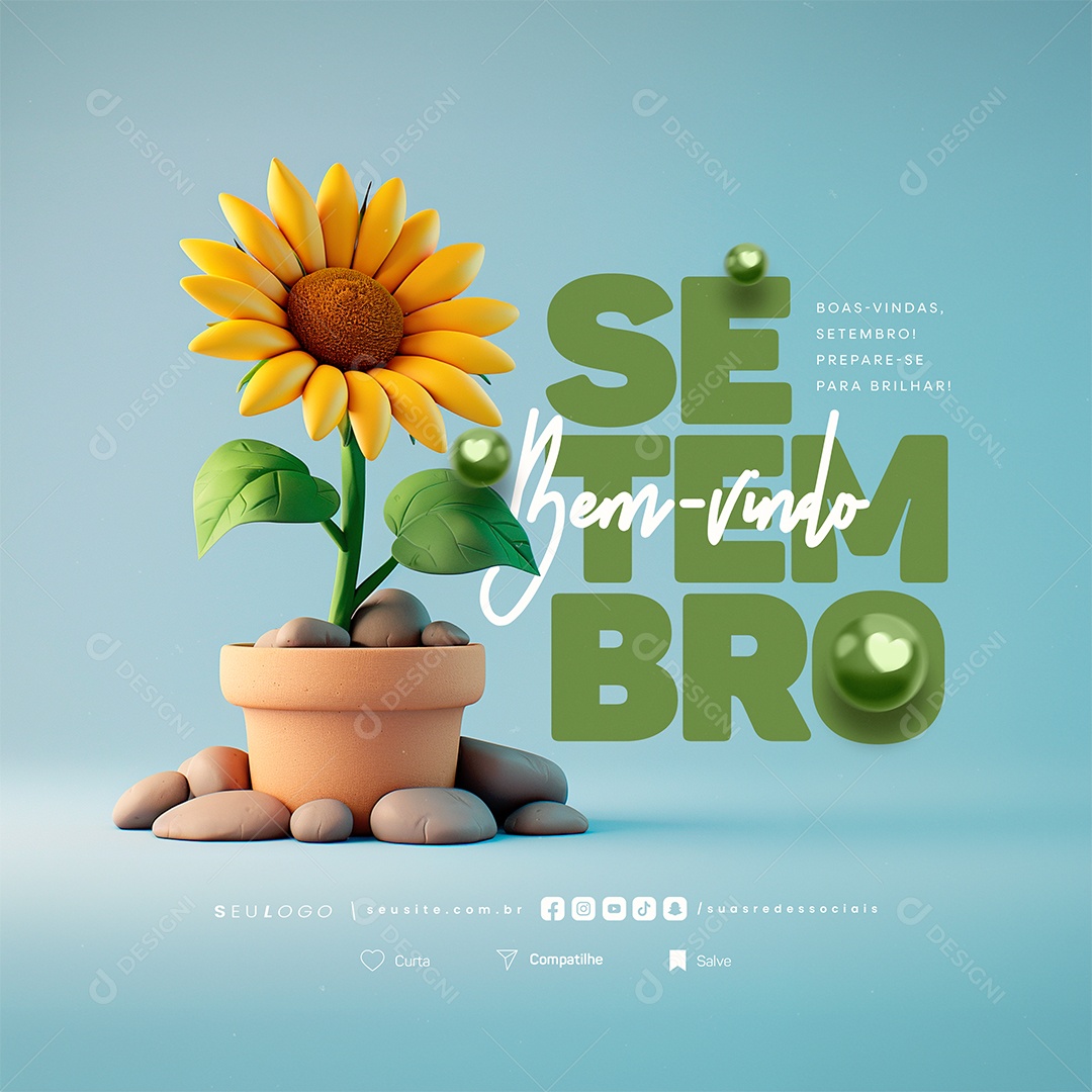 Bem Vindo Setembro Boas Vindas Social Media PSD Editável