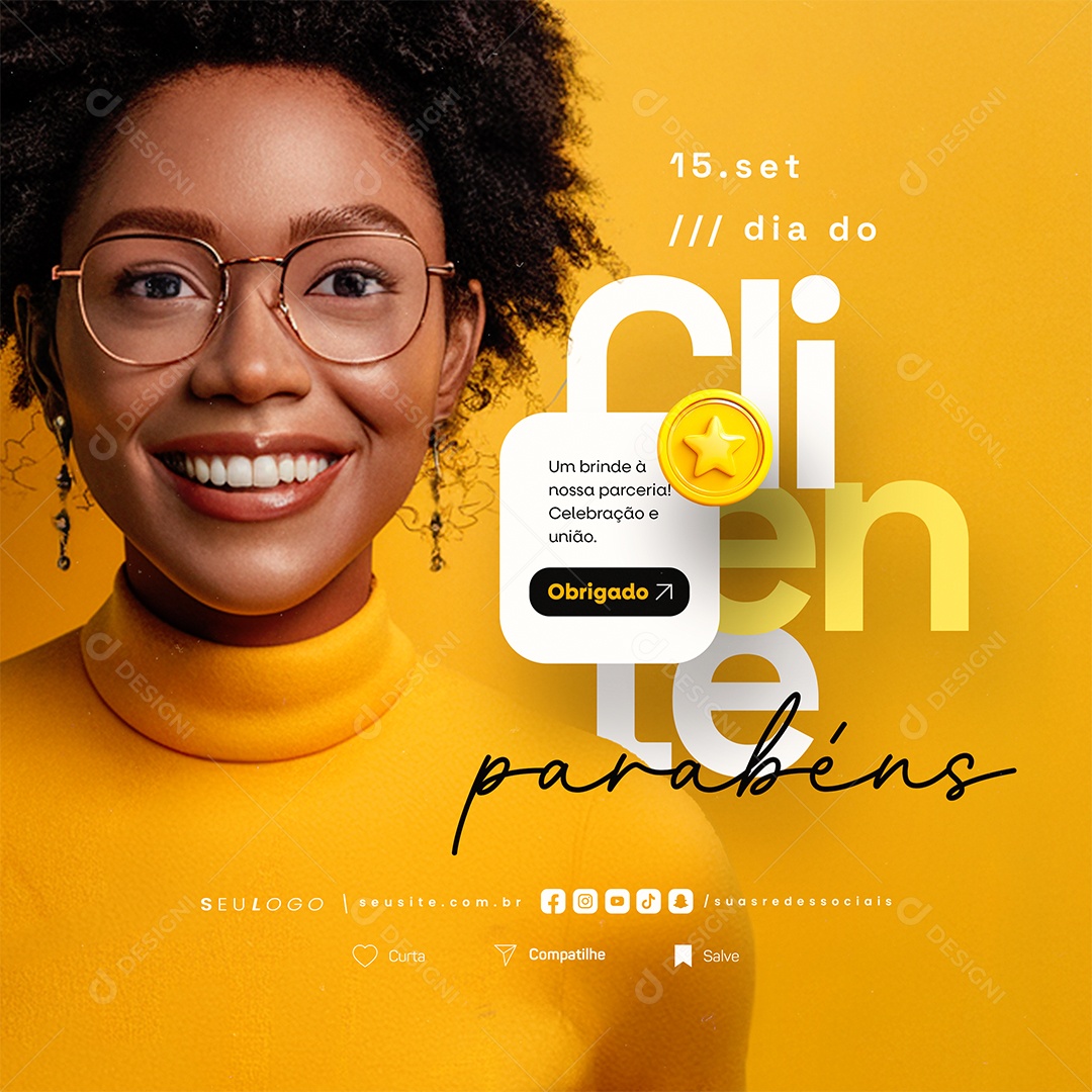 Dia do Cliente 15 de Setembro Parabéns Social Media PSD Editável