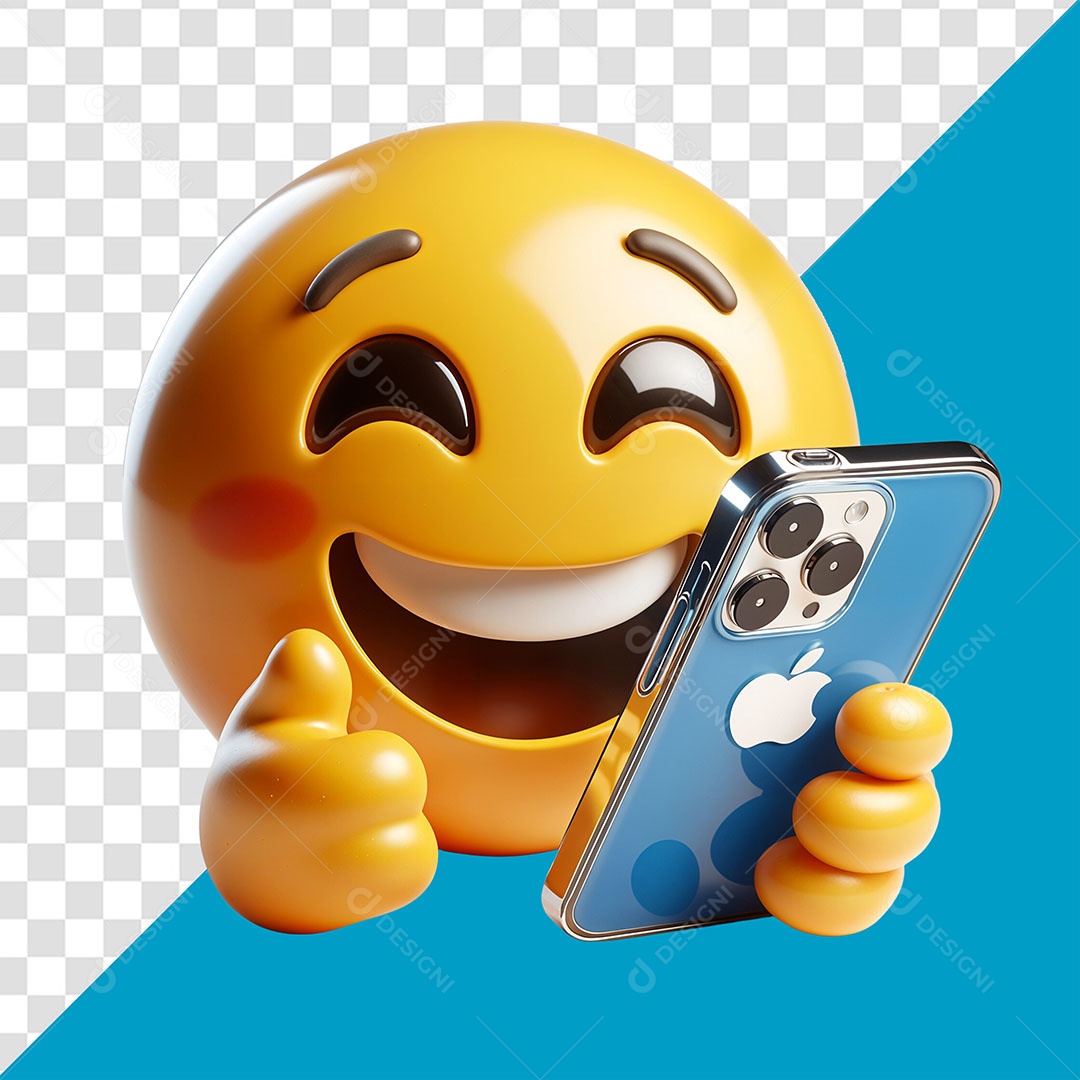 Emoji Segurando um Celular Elemento 3D para Composição PSD