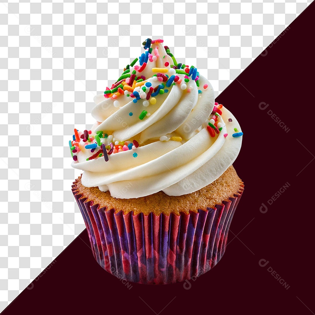 Cupcake com Confeito Elemento 3D para Composição PSD