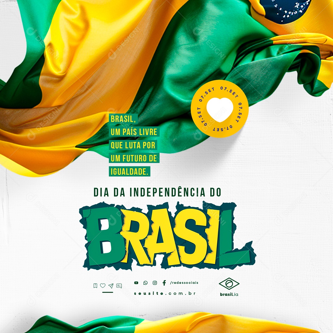 Dia da Independência do Brasil 07 de Setembro Social Media PSD Editável