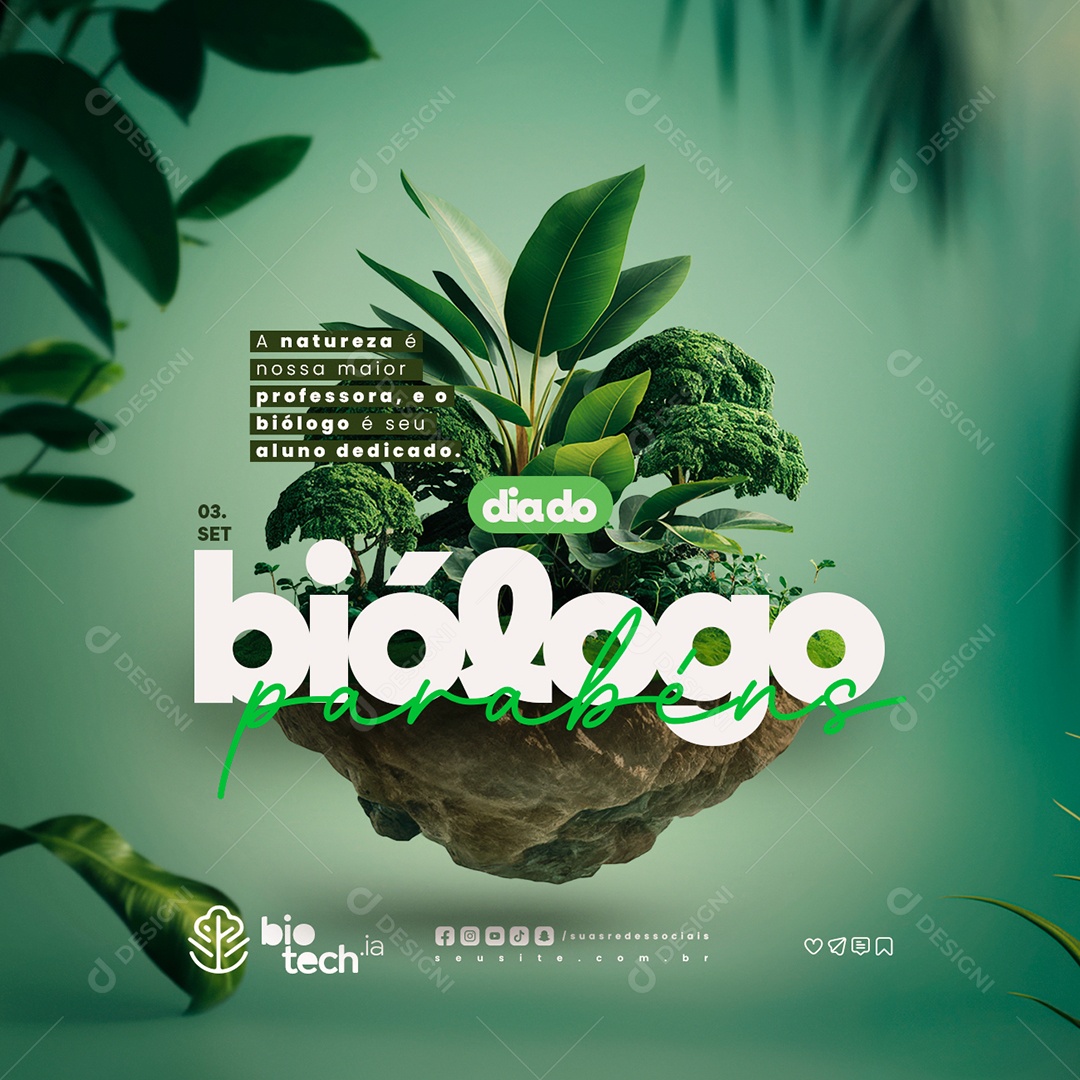 Dia Do Biólogo 03 de Setembro Parabéns Social Media PSD Editável
