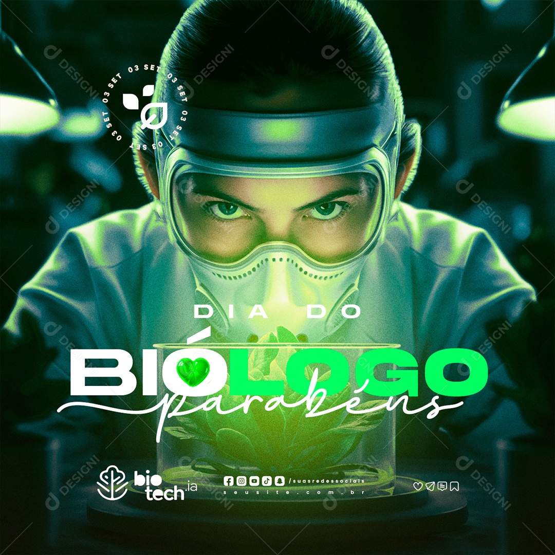 Dia Do Biólogo 03 de Setembro Parabéns Social Media PSD Editável