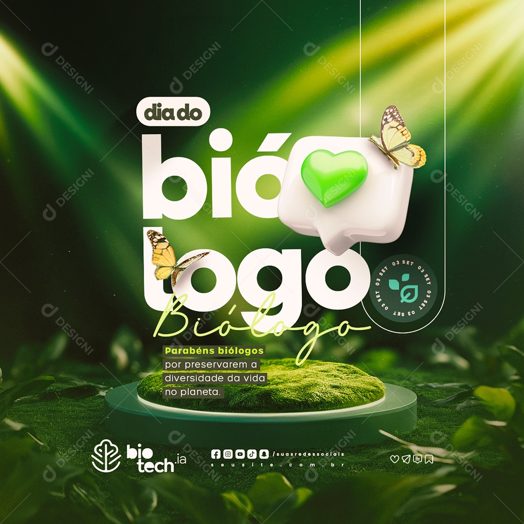Dia Do Biólogo 03 de Setembro Parabéns Biólogos Social Media PSD Editável