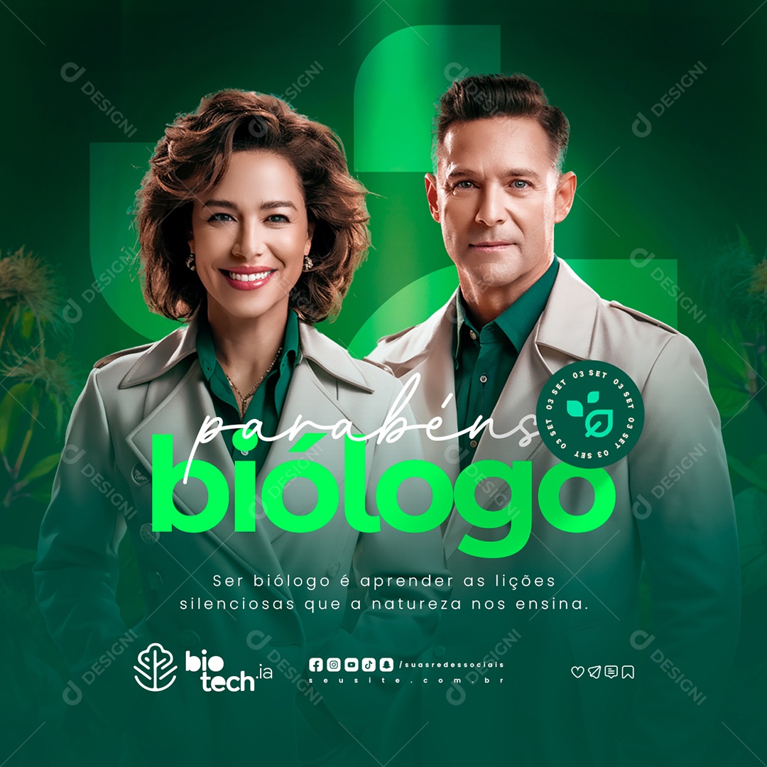 Dia Do Biólogo 03 de Setembro Parabéns Social Media PSD Editável