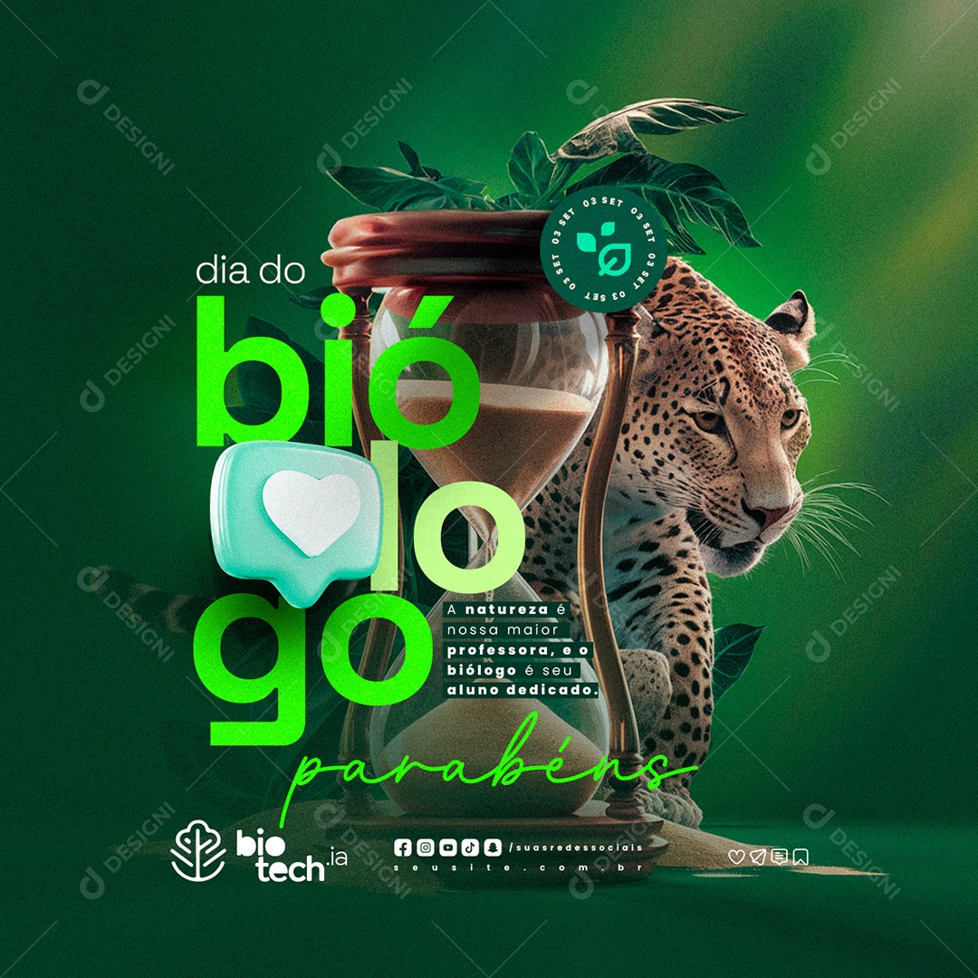 Dia Do Biólogo 03 de Setembro Parabéns Social Media PSD Editável