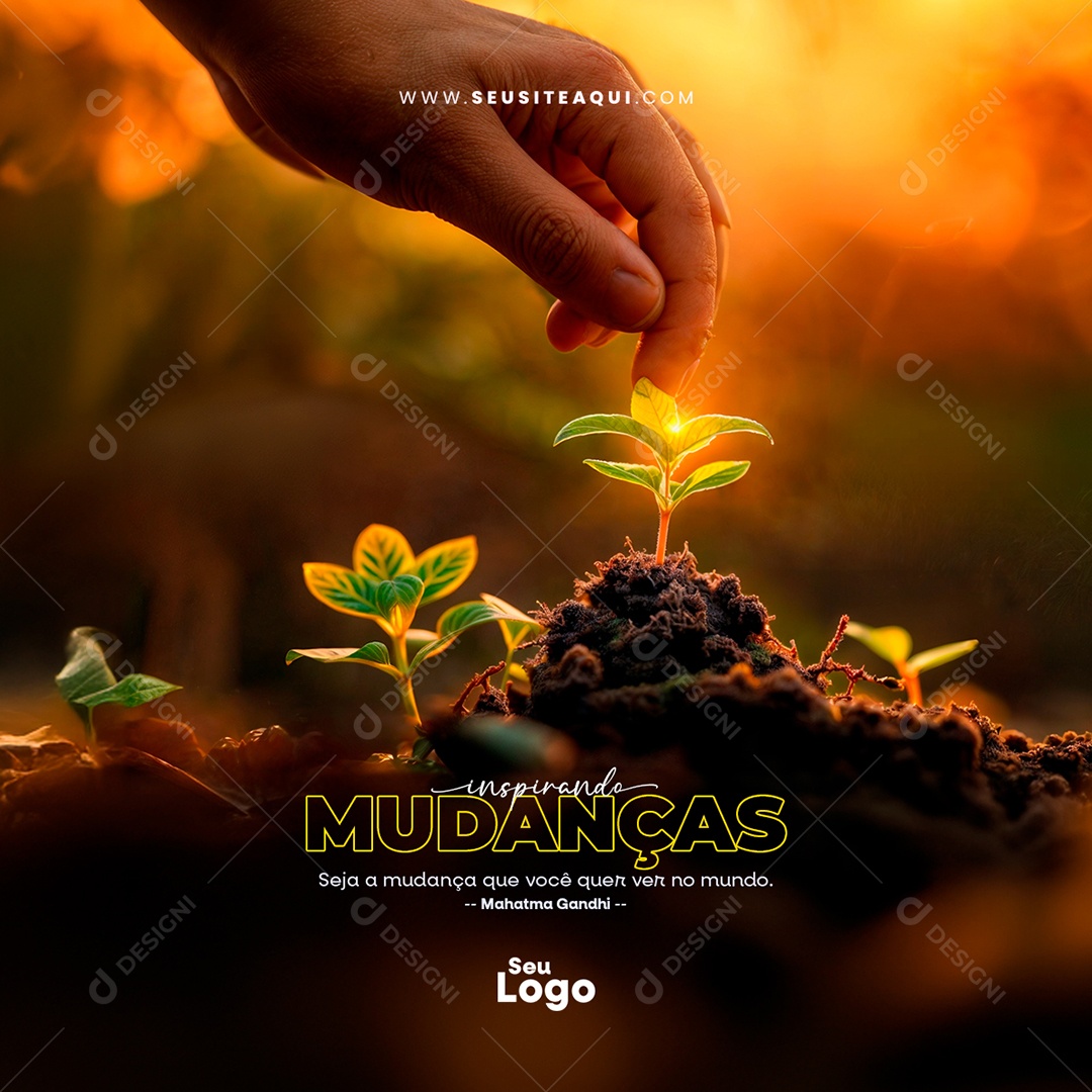 Feed Seja a Mudança que Você quer Ver no Mundo Social Media PSD Editável