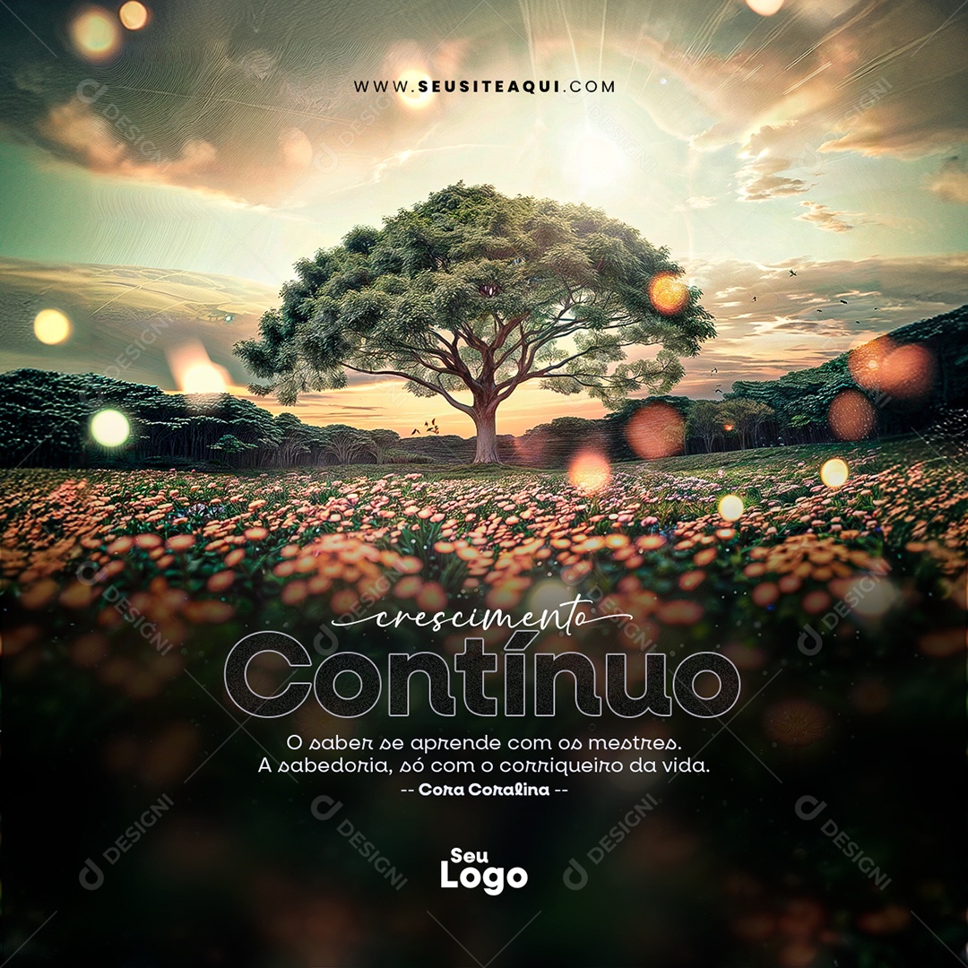 Feed Crescimento Contínuo o Saber se Aprende com os Mestres Social Media PSD Editável
