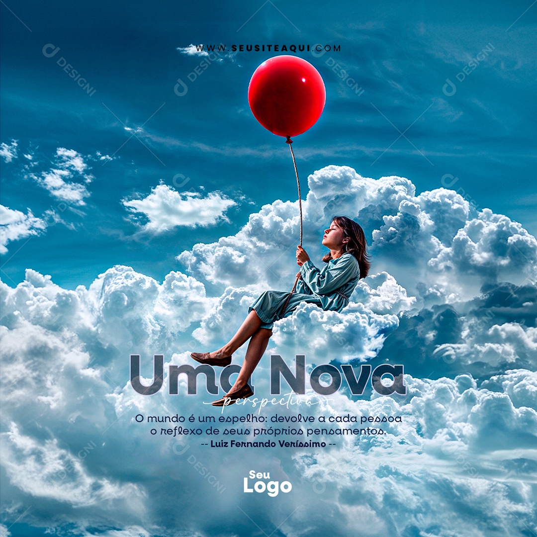 Feed Uma Nova Perspectiva o Mundo é um  Espelho Social Media PSD Editável