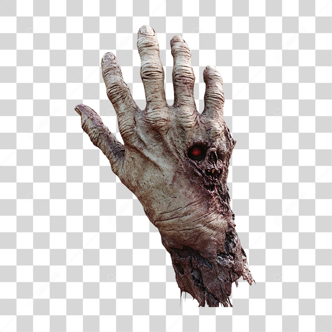 Elemento 3D Mão de Zumbi Halloween PNG Transparente