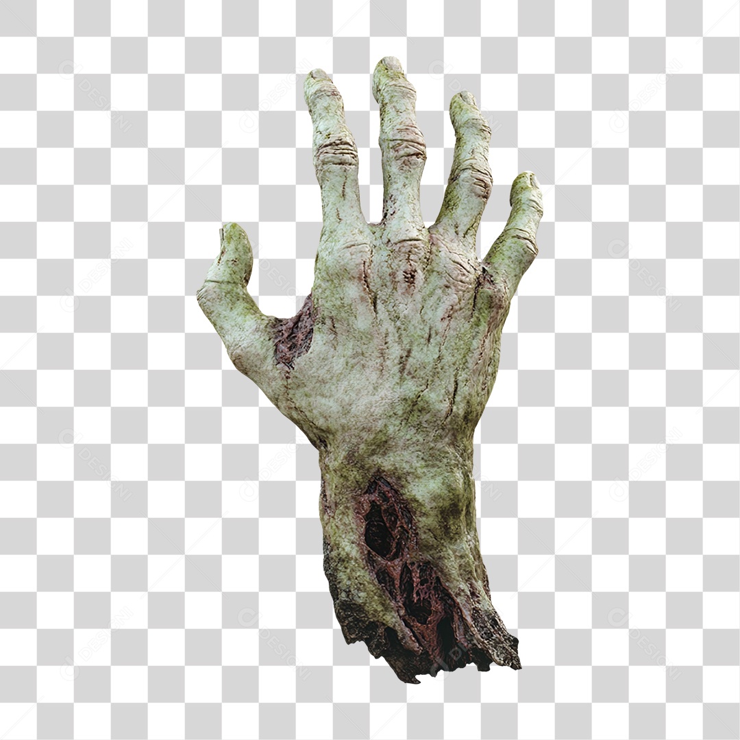 Elemento 3D Mão de Zumbi Halloween PNG Transparente