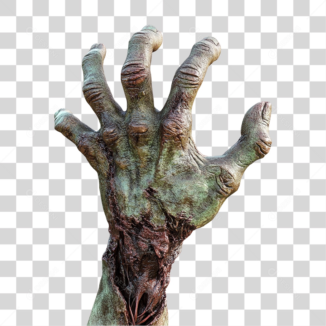 Elemento 3D Mão de Zumbi Halloween PNG Transparente