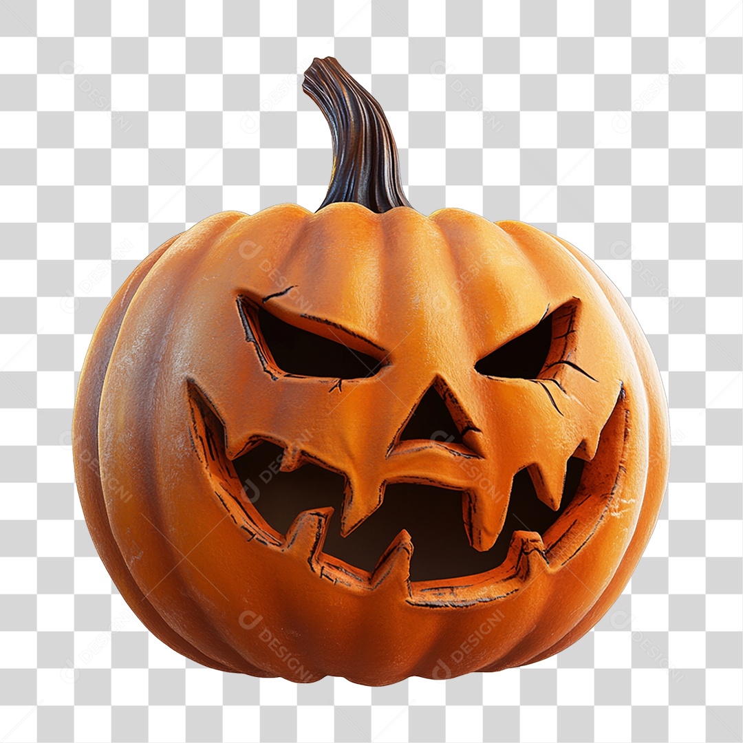 Elemento 3D Abóbora Halloween PNG Transparente