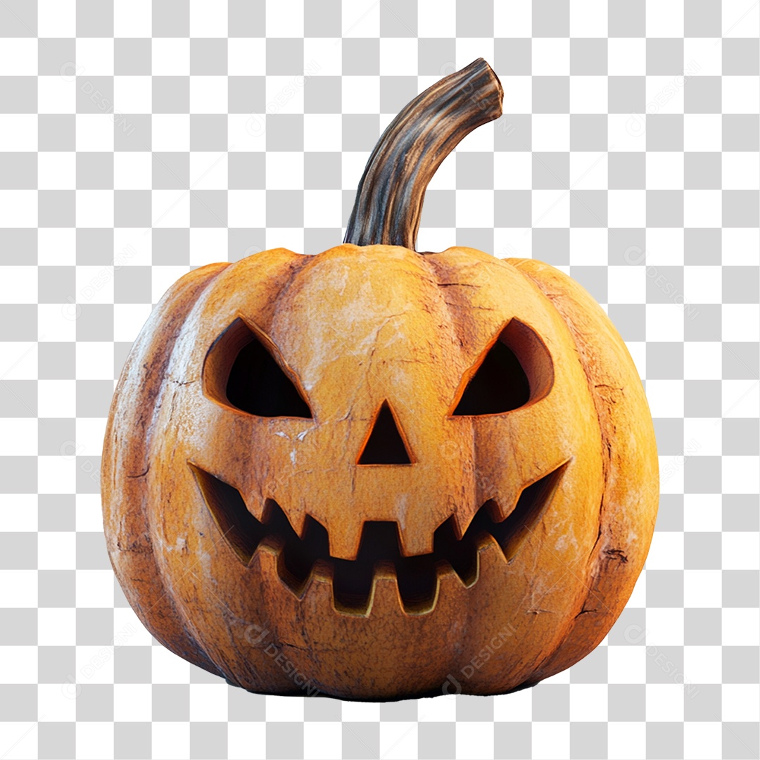 Elemento 3D Abóbora Halloween PNG Transparente