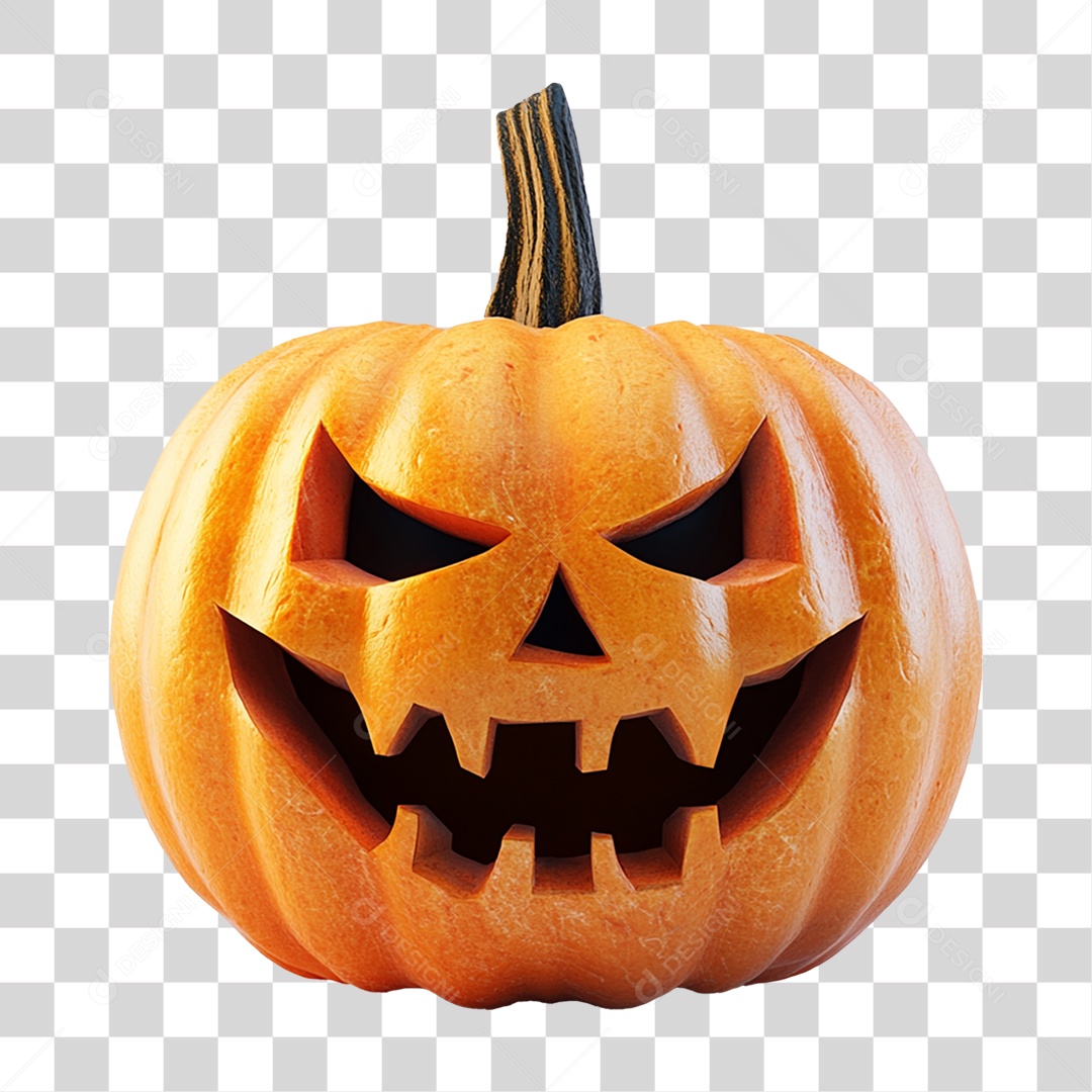 Elemento 3D Abóbora Halloween PNG Transparente