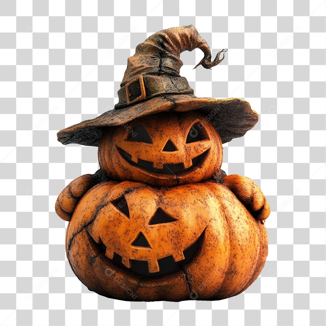 Elemento 3D Abóbora Halloween PNG Transparente