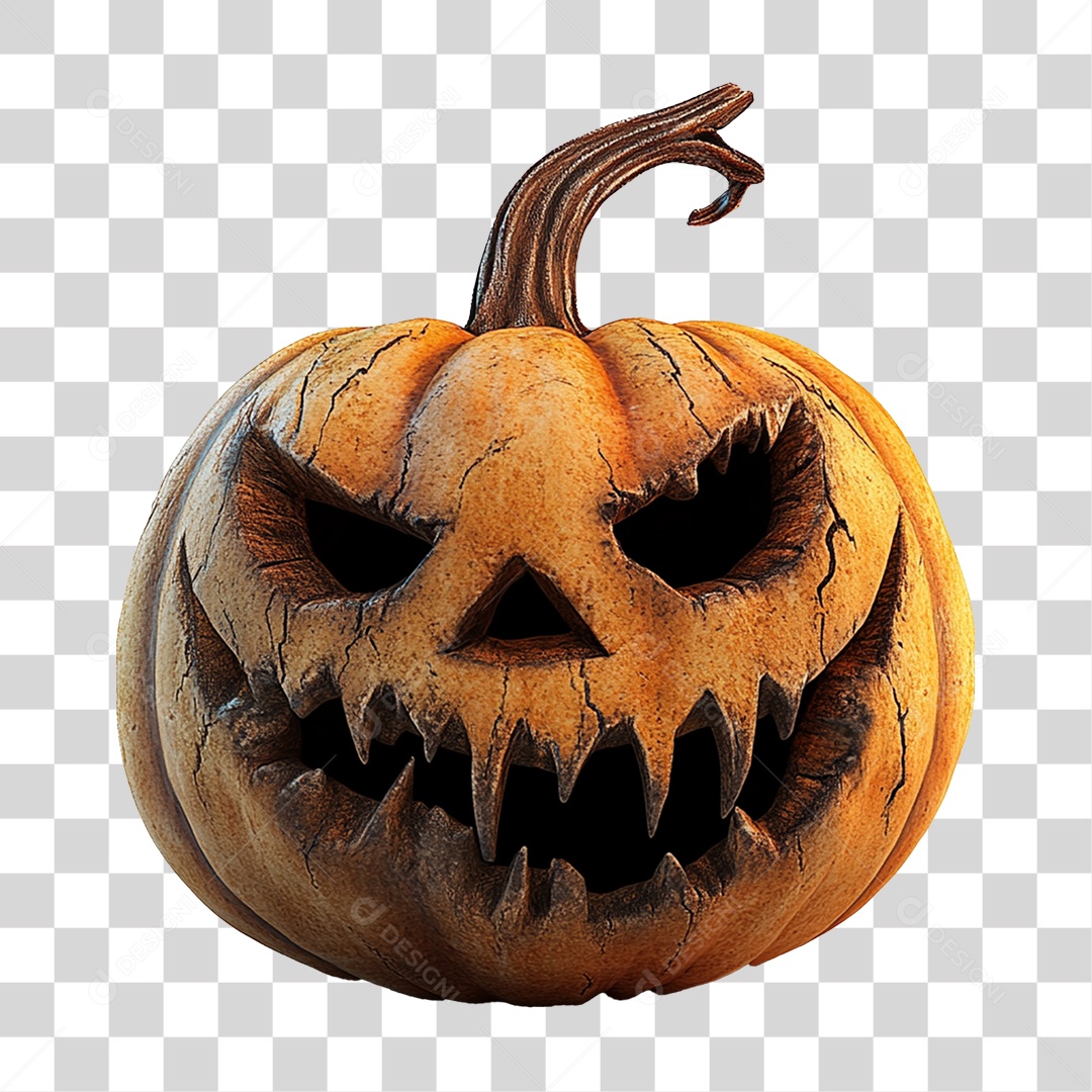 Elemento 3D Abóbora Halloween PNG Transparente
