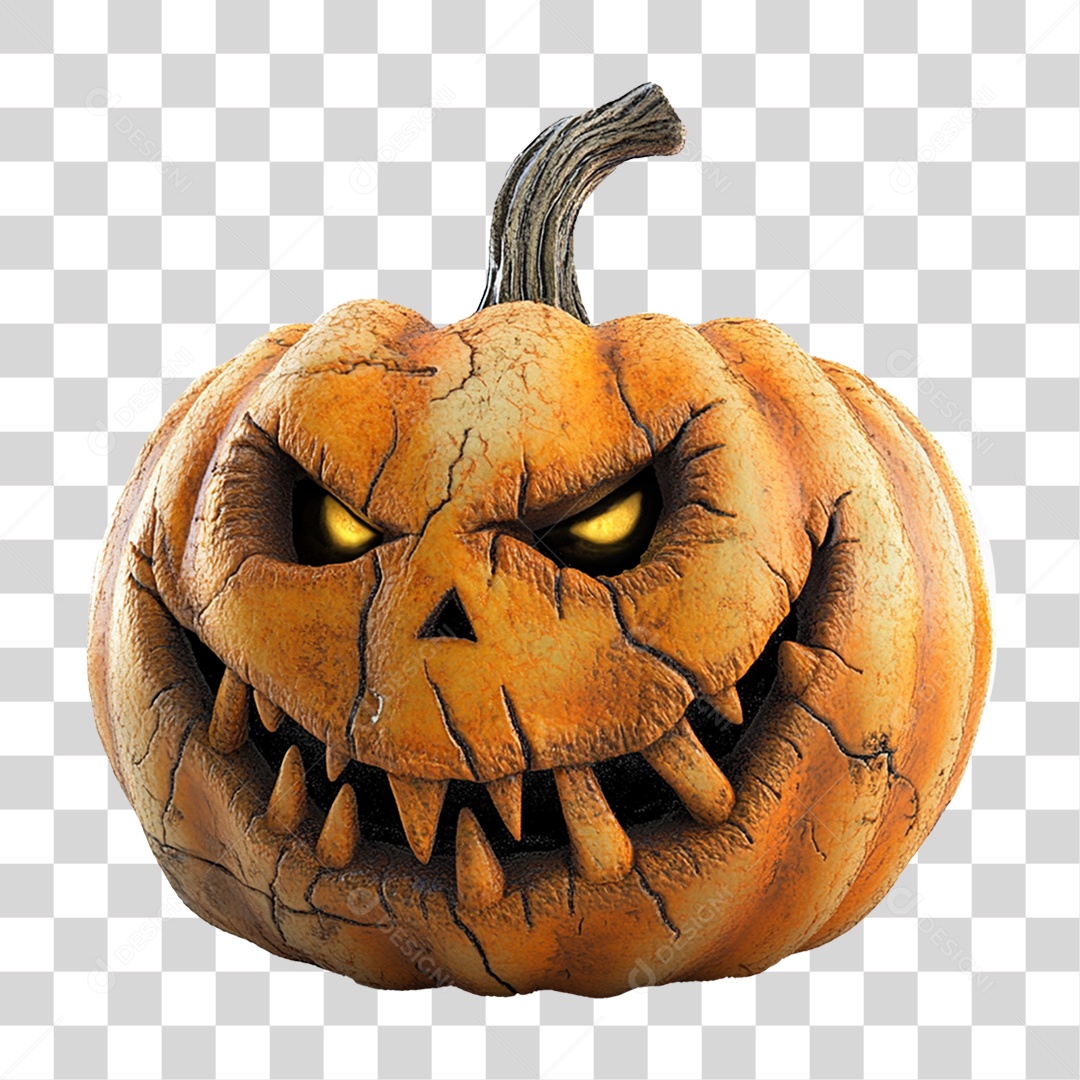 Elemento 3D Abóbora Halloween PNG Transparente