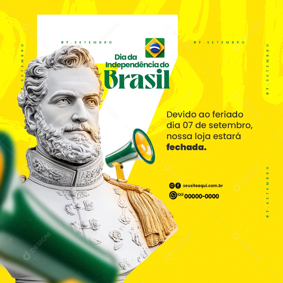 Dia da Independência do Brasil 07 de Setembro Feriado Social Media PSD Editável