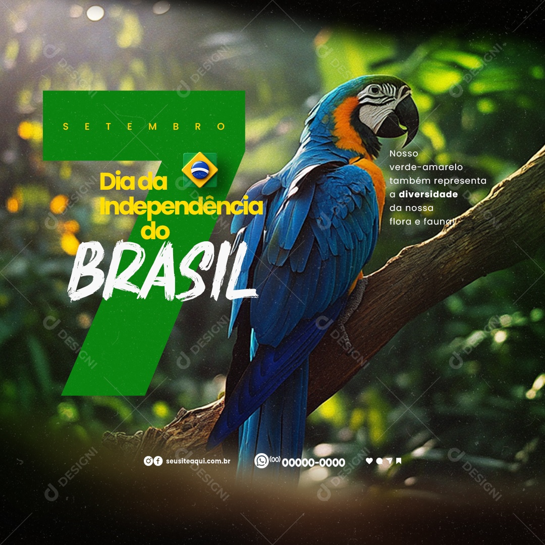 Dia da Independência do Brasil 07 de Setembro Representa a Diversidade Social Media PSD Editável