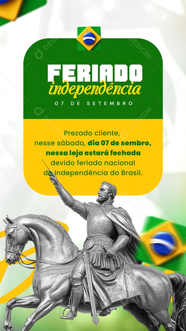 Story Feriado da Independência do Brasil 07 de Setembro Nacional Social Media PSD Editável