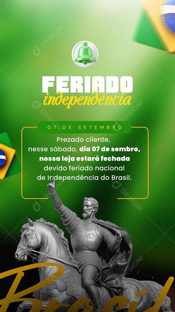Story Feriado da Independência do Brasil 07 de Setembro Social Media PSD Editável