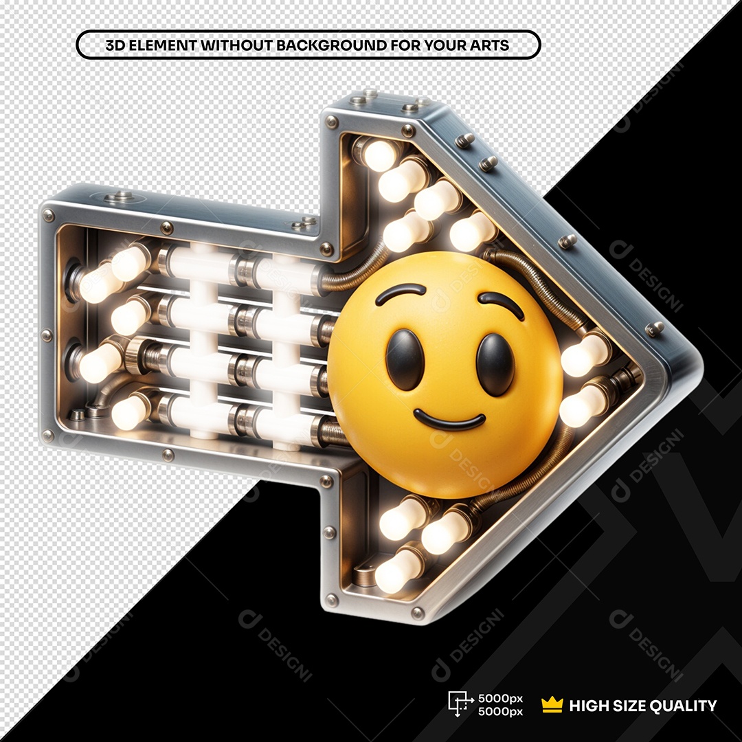 Seta de Aço com Emoji Led Elemento 3D para Composição PSD