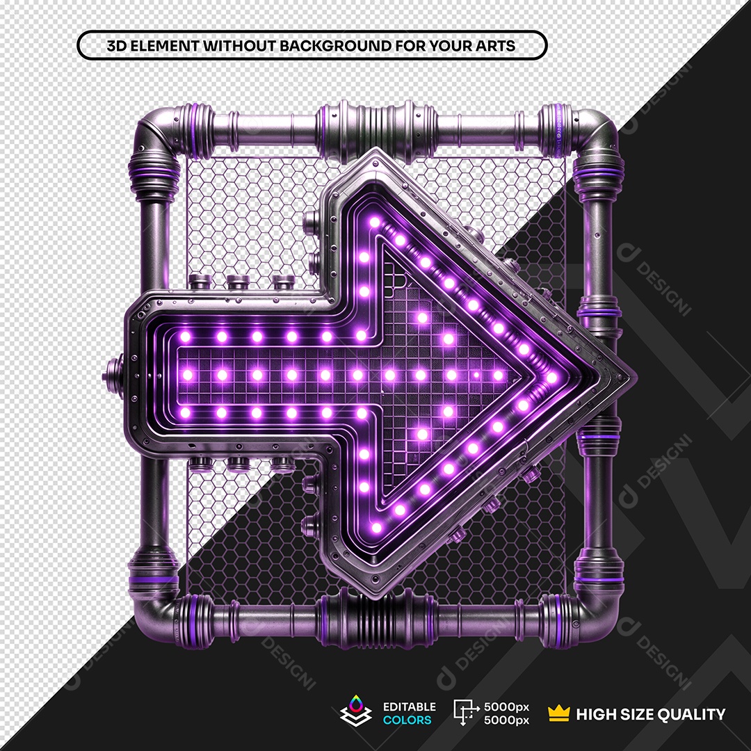 Seta de Aço com Led Elemento 3D para Composição PSD