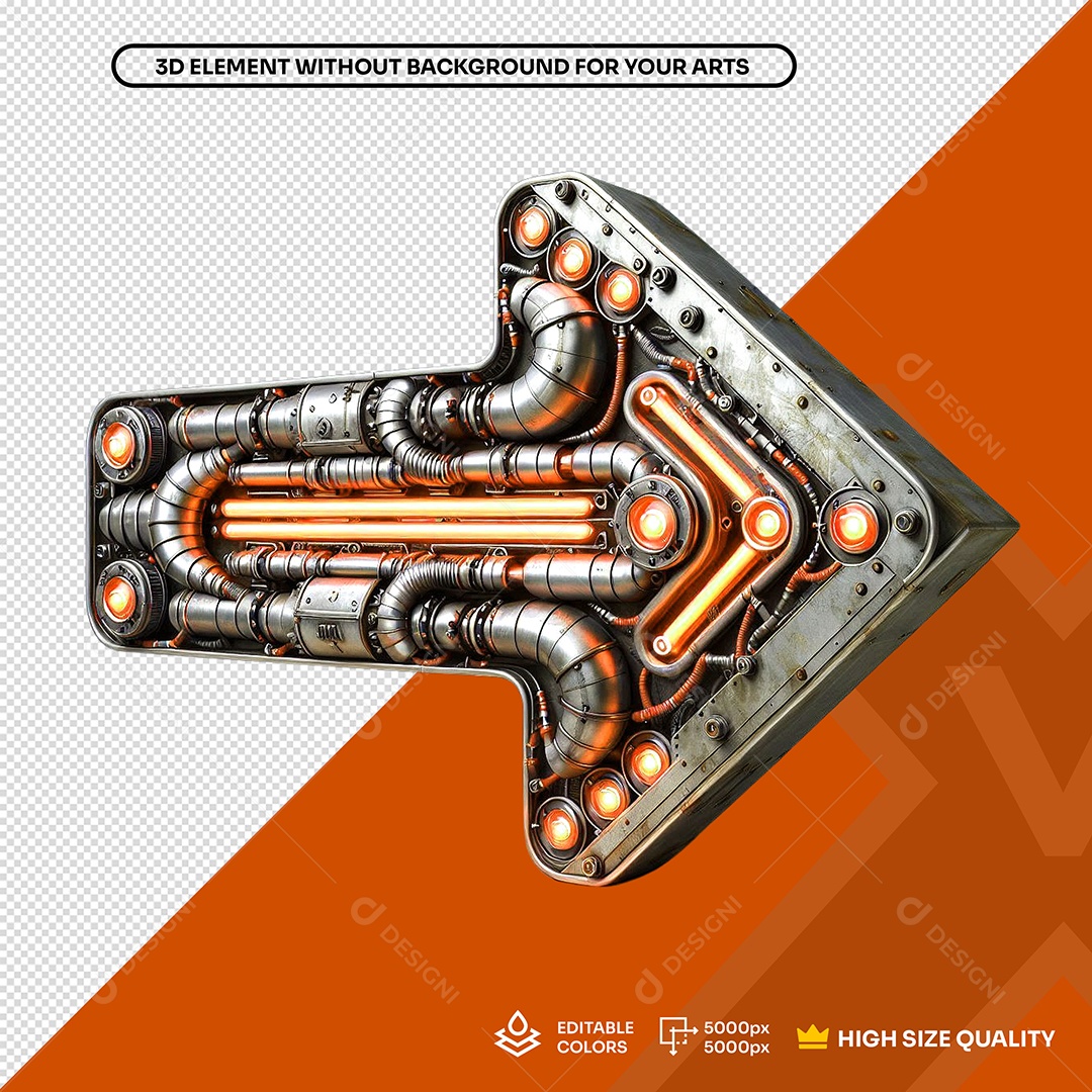 Seta de Aço com Led Elemento 3D para Composição PSD