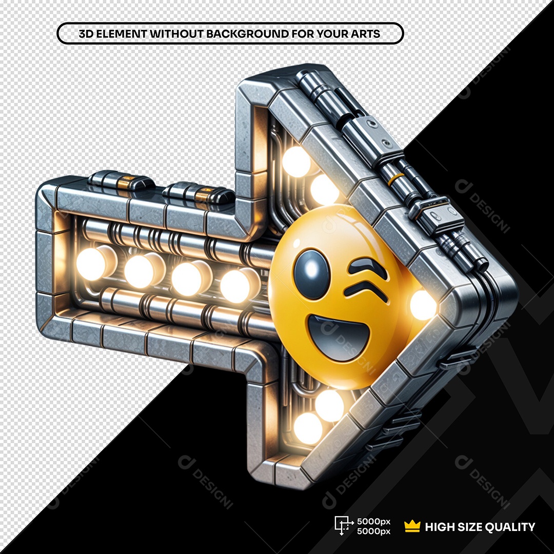 Seta de Aço com Emoji Led Elemento 3D para Composição PSD