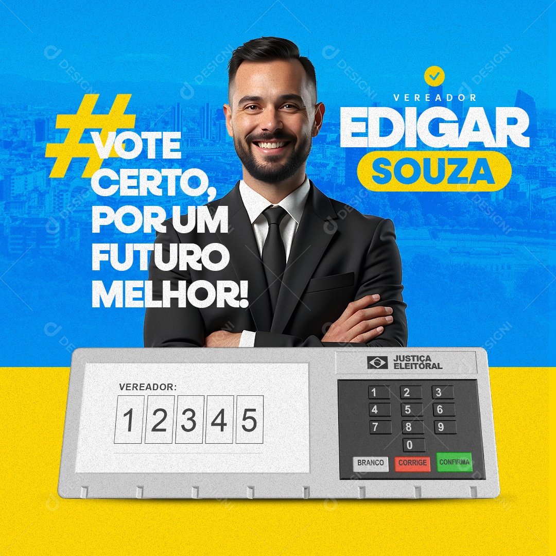 Política Vote Certo por um Futuro Melhor Social Media PSD Editável