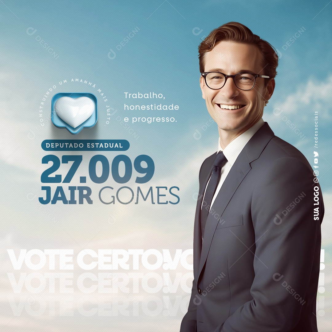 Política Deputado Estadual Jair Gomes Social Media PSD Editável