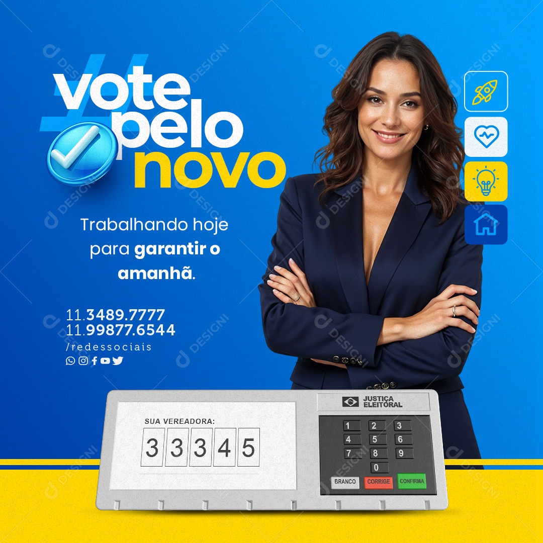Política Vote pelo Novo Social Media PSD Editável