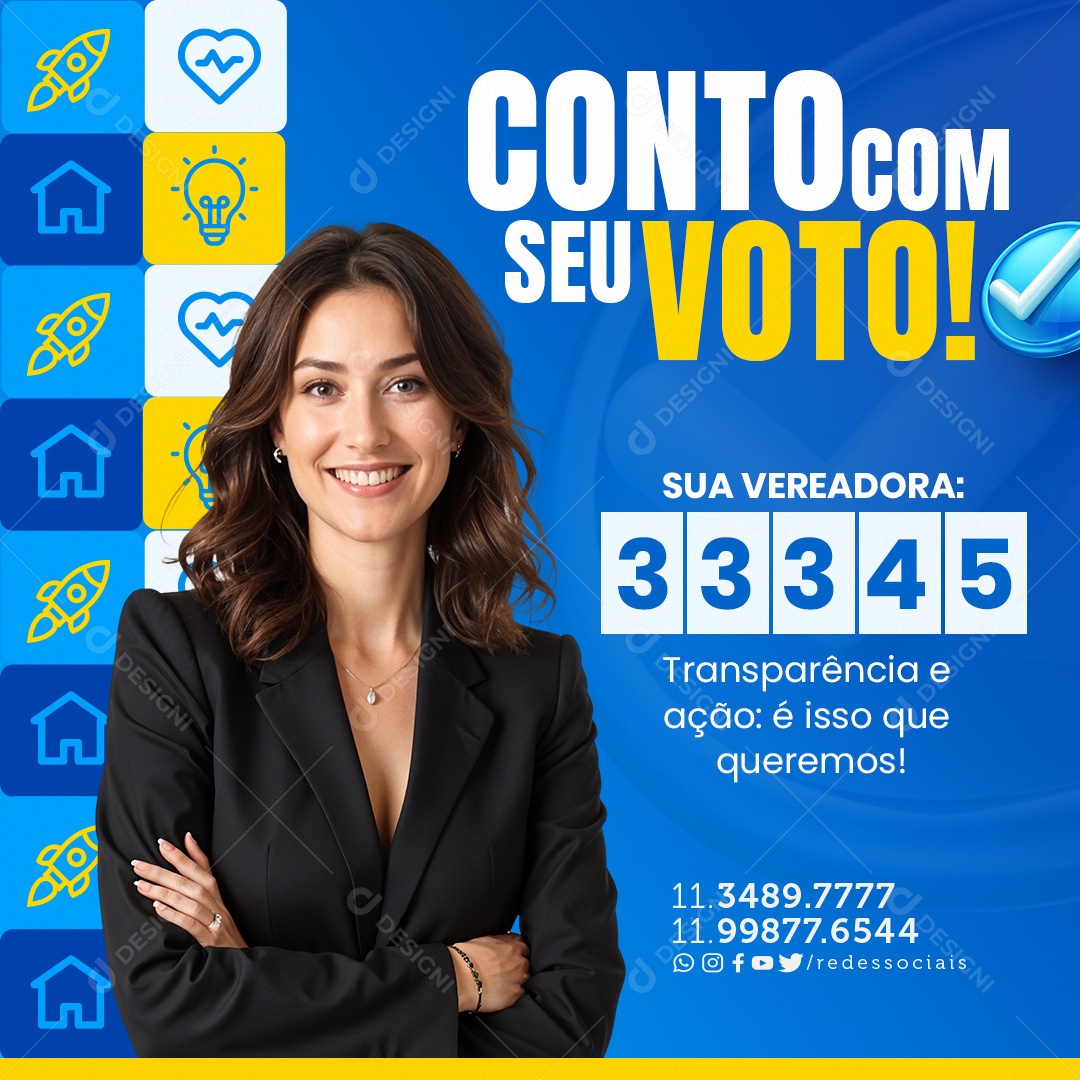Política Conto com seu Voto Social Media PSD Editável