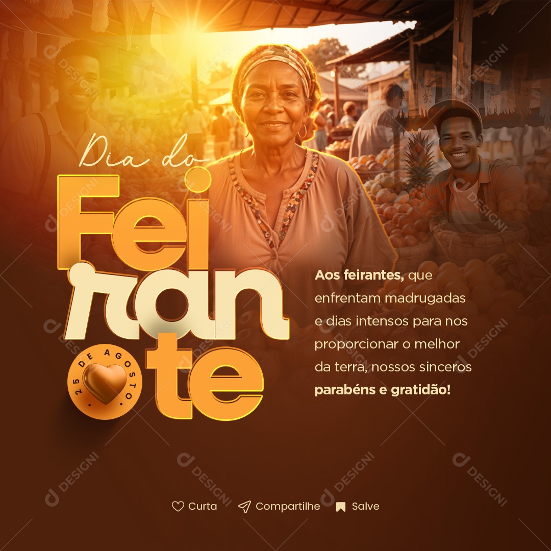 Dia do Feirante 25 de Agosto Parabés e Gratidão Social Media PSD Editável