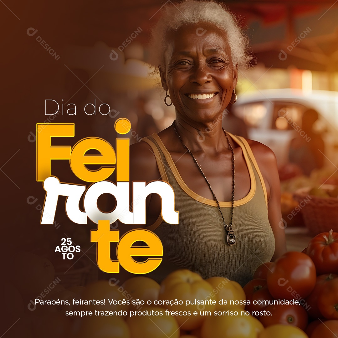 Dia do Feirante 25 de Agosto Parabéns Social Media PSD Editável