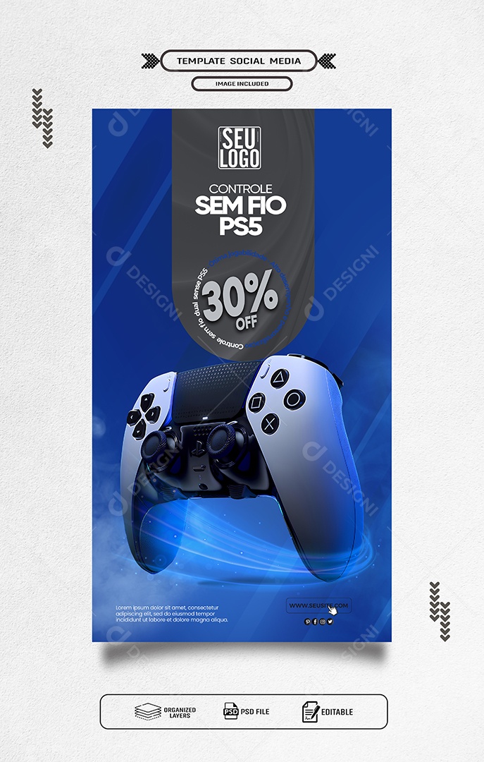 Story Controle sem Fio PS5 Social Media PSD Editável