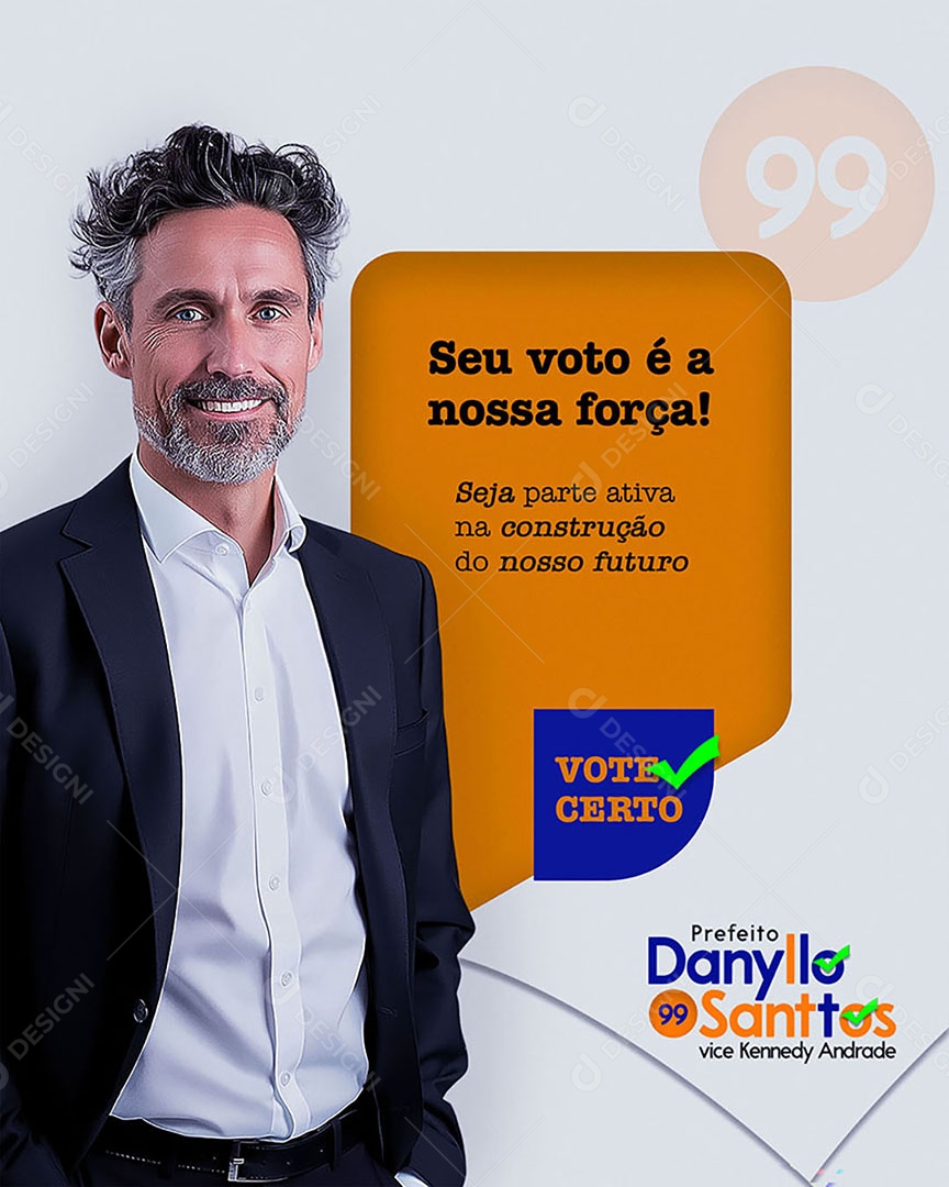 Política Seu Voto é a Nossa Força Social Media PSD Editável