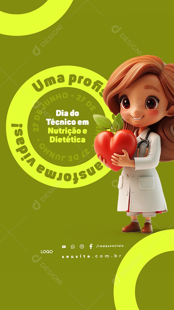 Story Dia do Técnico em Nutrição e Dietética 27 de Junho Social Media PSD Editável