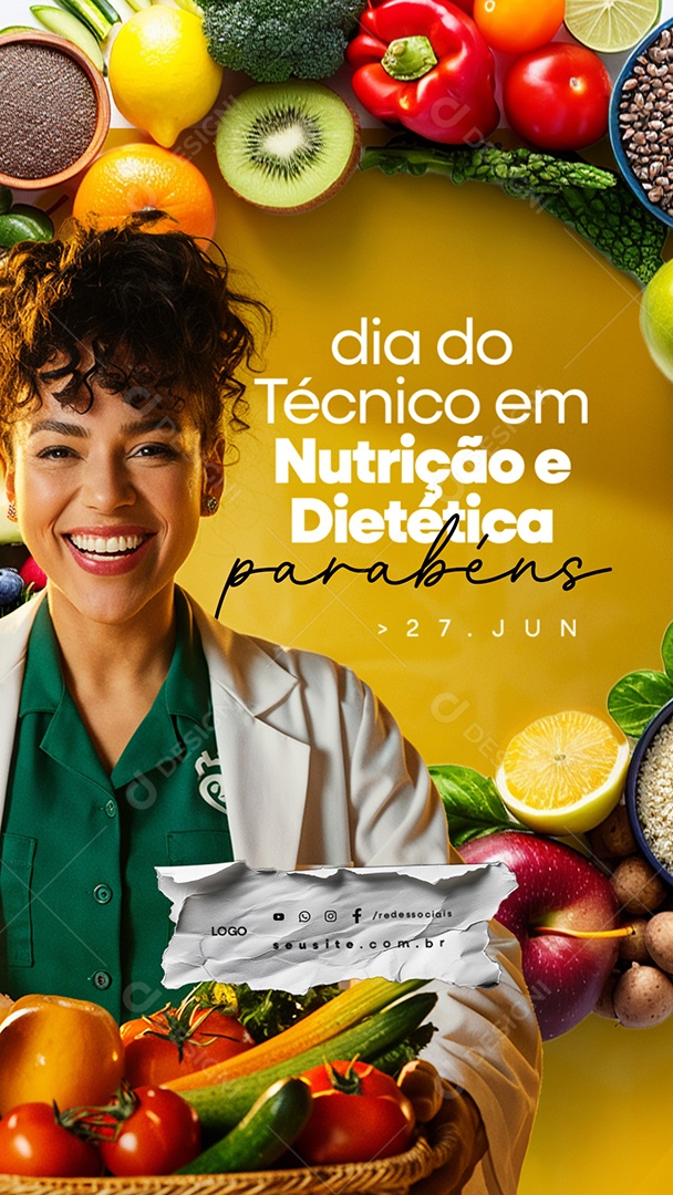 Story Dia do Técnico em Nutrição e Dietética 27 de Junho Social Media PSD Editável