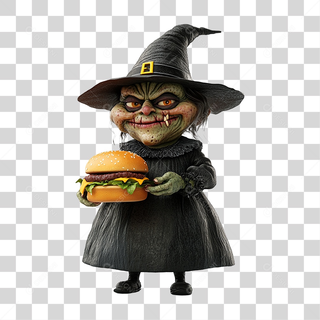 Personagem 3D Bruxa do Halloween PNG Transparente