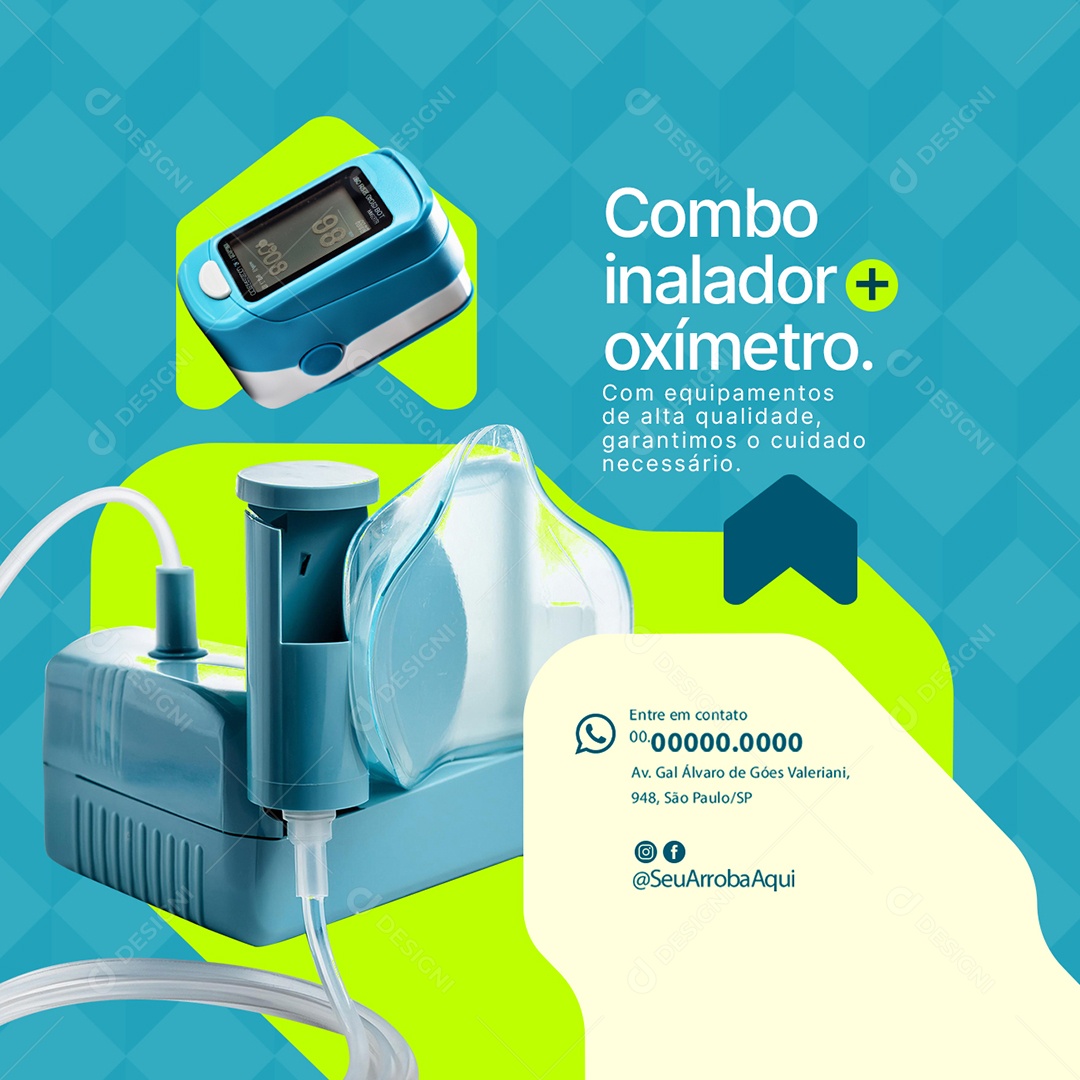 Equipamentos Hospitalar Combo Inalador Oxímetro Social Media PSD Editável