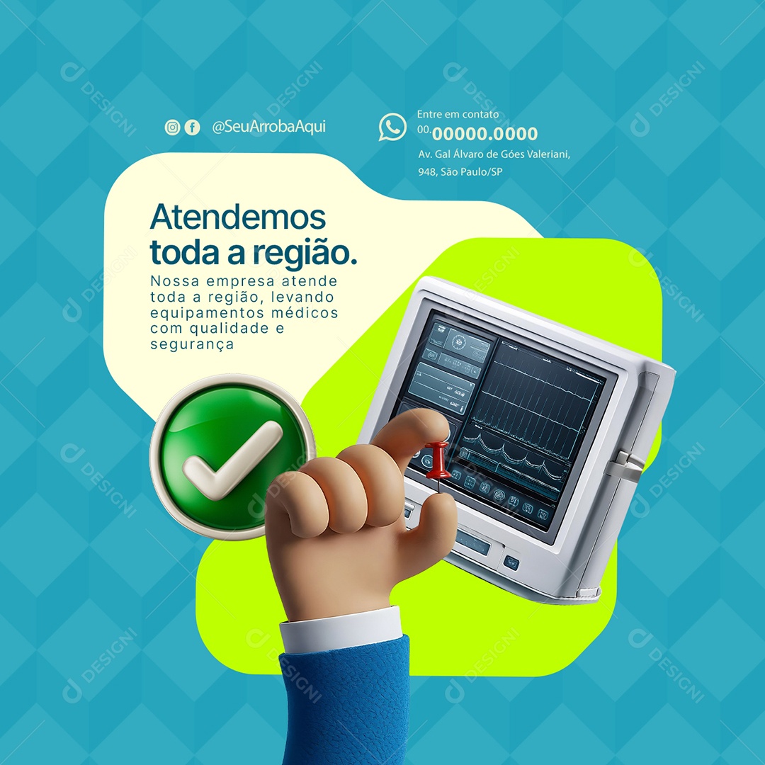 Equipamentos Hospitalar Atendemos Toda a Região Social Media PSD Editável