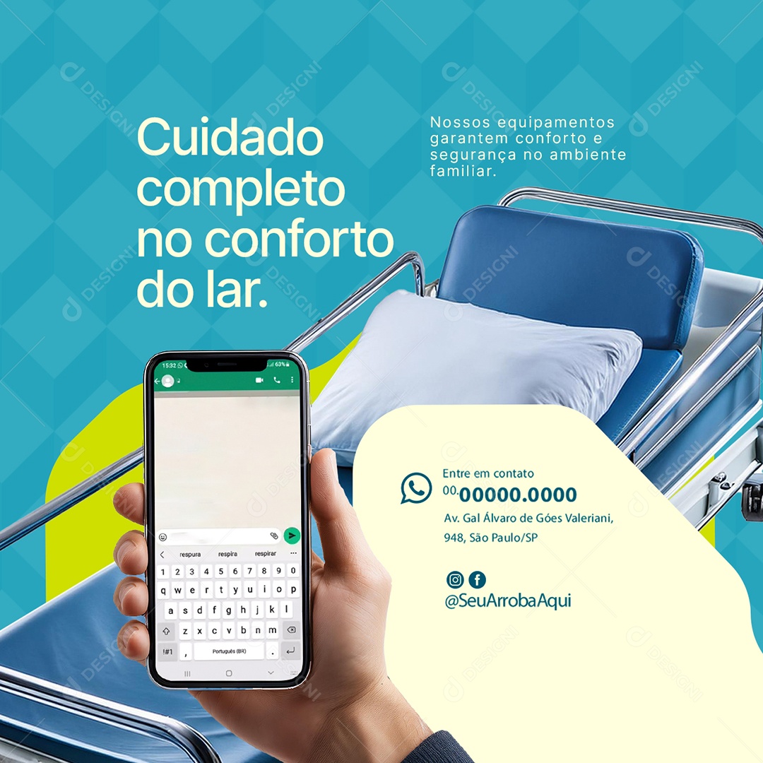 Equipamentos Hospitalar Cuidado Completo Social Media PSD Editável