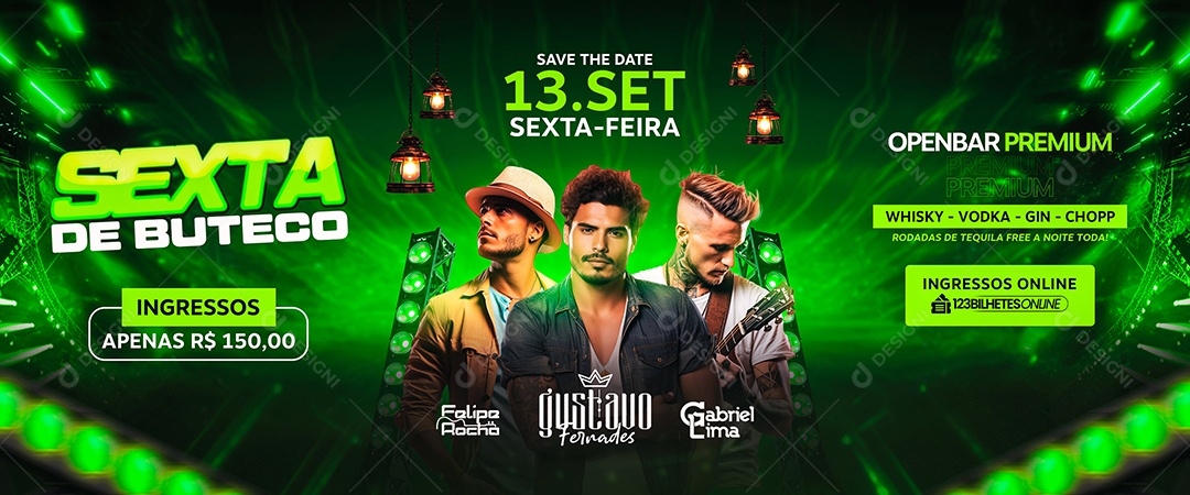 Carrossel Flyer Sexta de Buteco Social Media PSD Editável