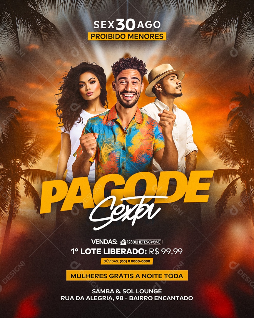 Flyer Pagode Sexta Social Media PSD Editável